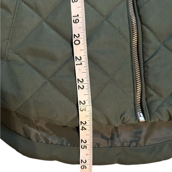 Laura Scott Quilted Front Zip Vest Size Medium, Forest Green Lined Snap Pockets - Picture 4 of 6